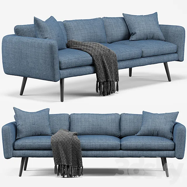 Modani Kelvin Blue 3 Seater Sofa 3D Model