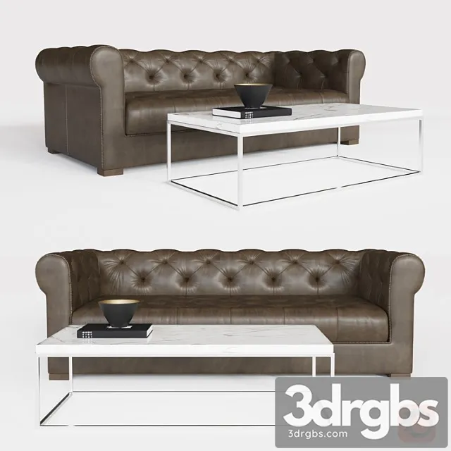 Modena chesterfield leather sofa 2 3D Model Free