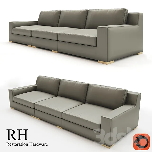 MODENA TRACK ARM MODULAR LEATHER SOFA SECTIONAL 3D Model