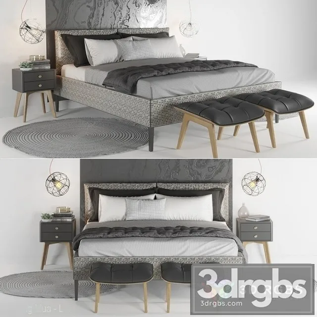 Moderm Bed 3 3D Model Free