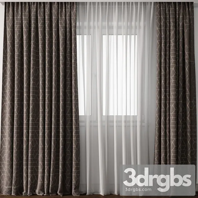 Moderm Curtain 01 3D Model Free