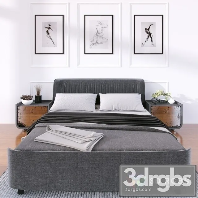 Moderm Fabric Bed 2 3D Model Free