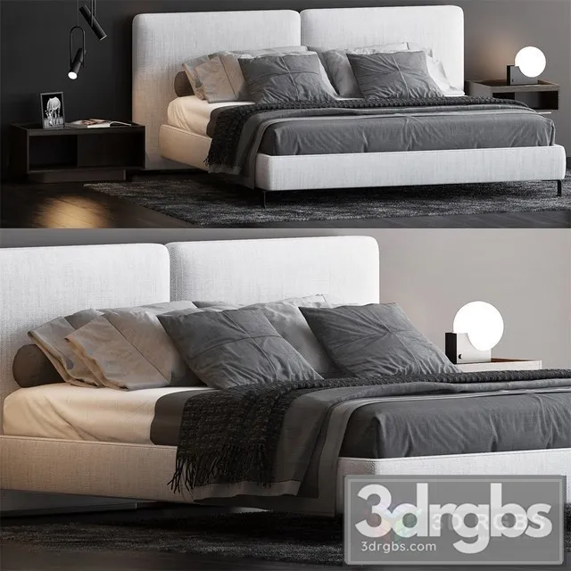 Moderm Fabric Bed 3D Model Free