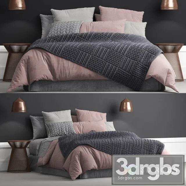 Moderm Pink Bed 3D Model Free