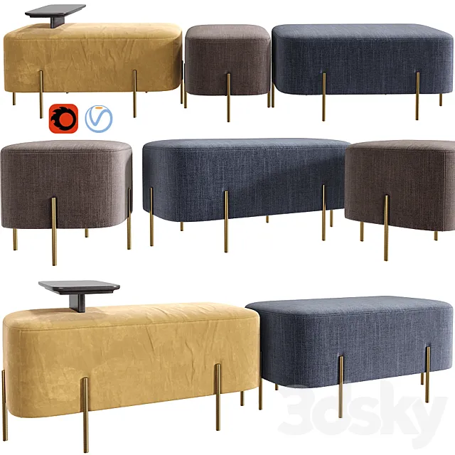 Modern Alba Ottomans 3DModel