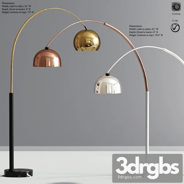 Modern arc floor lamp set 02 3D Model Free