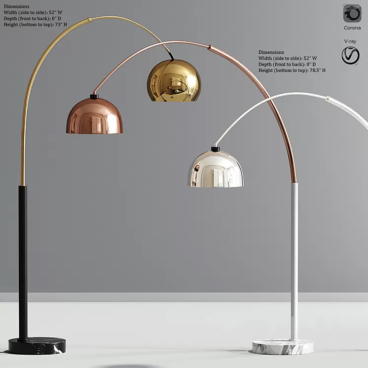 Modern Arc Floor Lamp Set 02 3D Model