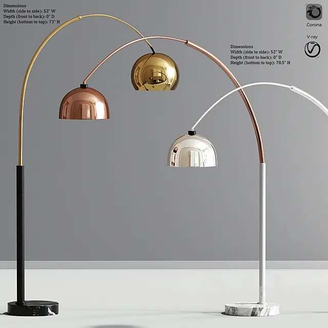 Modern Arc Floor Lamp Set 02 3DModel