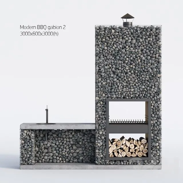 Modern barbecue from Gabion 2 3D Model