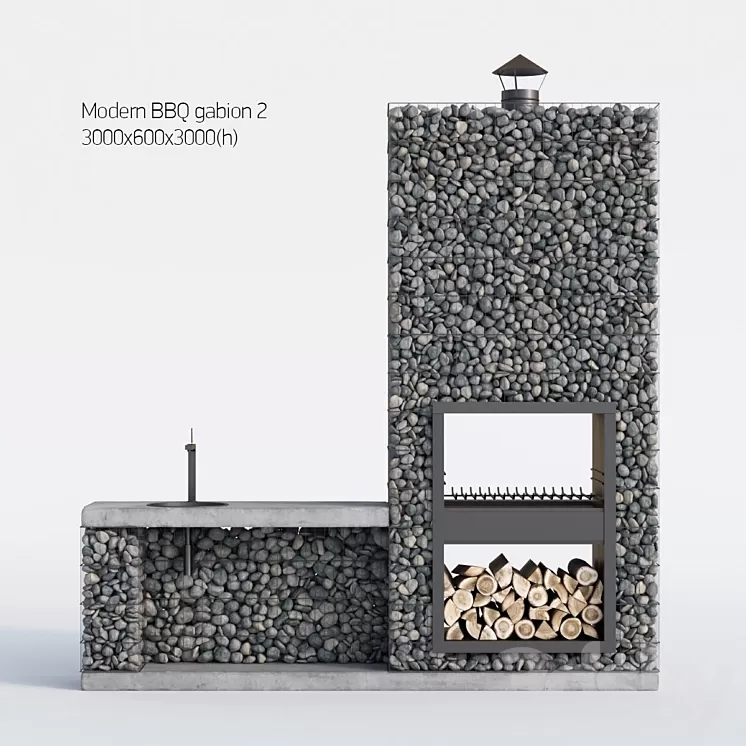 Modern barbecue from Gabion 2 3D Model