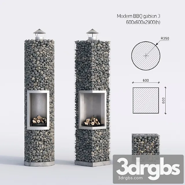 Modern Barbecue From Gabion 3 3D Model Download