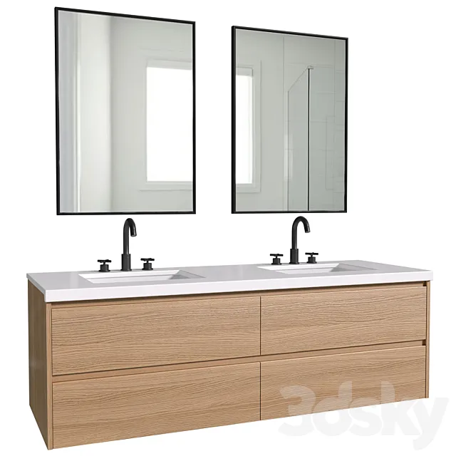Modern Bathroom Furniture.Washbasin Cabinet With Built-in Basin 3D Model