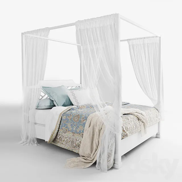Modern Bed 2018 Set 02 3D Model
