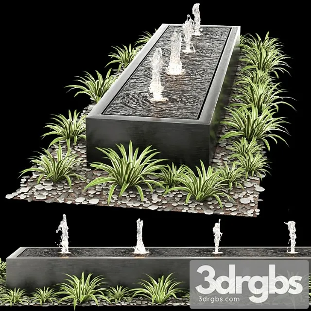Modern Box Fountains 01 3D Model Free