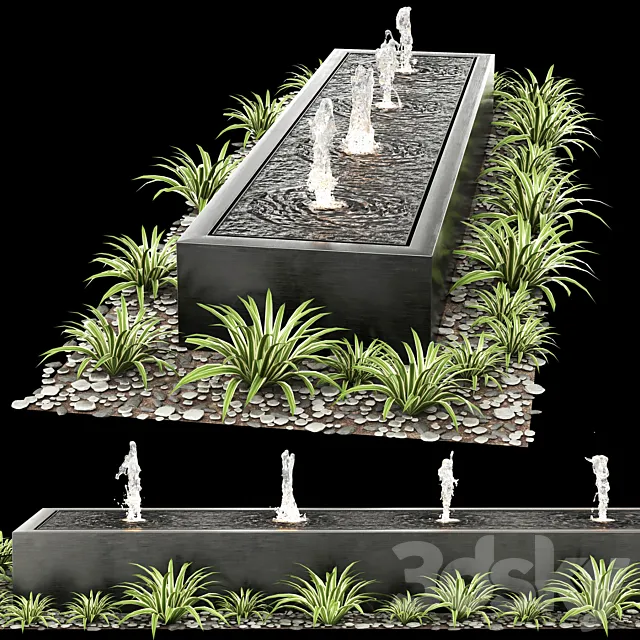 Modern box fountains_01 3D Model