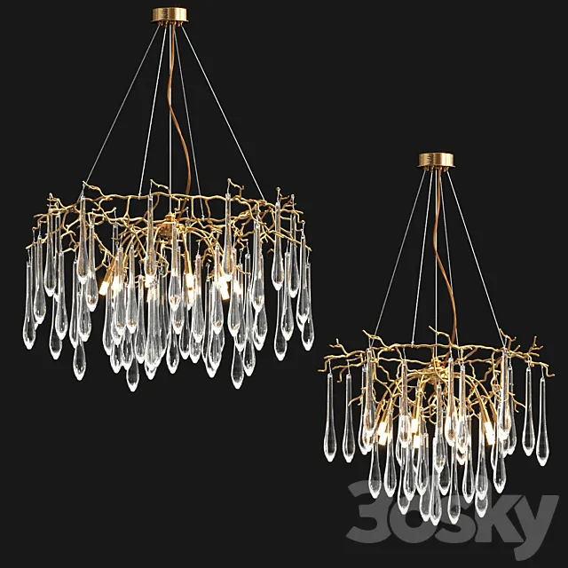 Modern Branching chandelier 2 types 3D Model