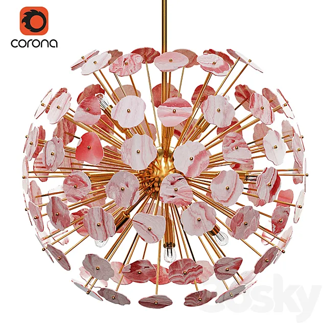 Modern Brass Sputnik Chandelier 3DModel