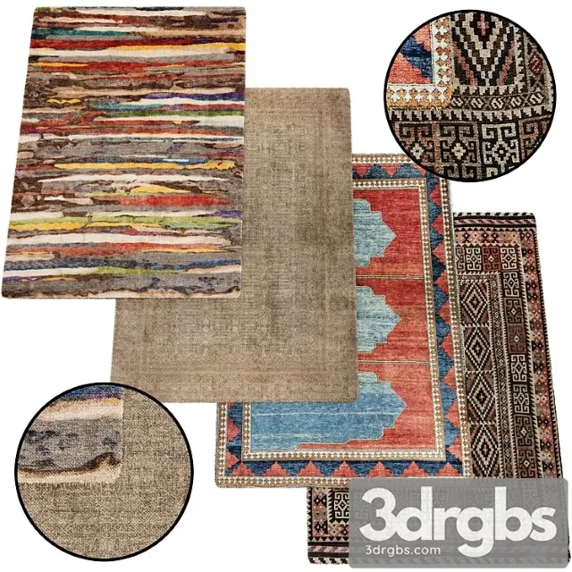Modern carpet set 02 3D Model Free