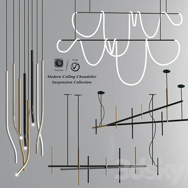 Modern Ceiling Chandelier Suspension Collection 3DModel