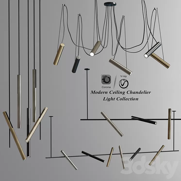 Modern Ceiling Led Chandelier Light Collection 3D Model