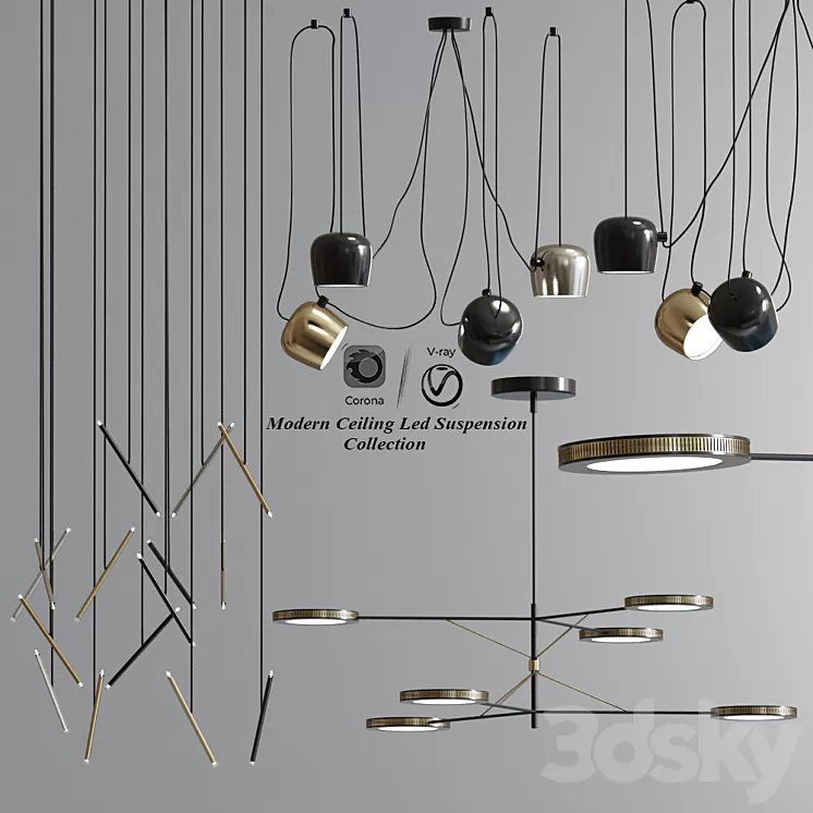 Modern Ceiling Led Suspension Collection 3D Model