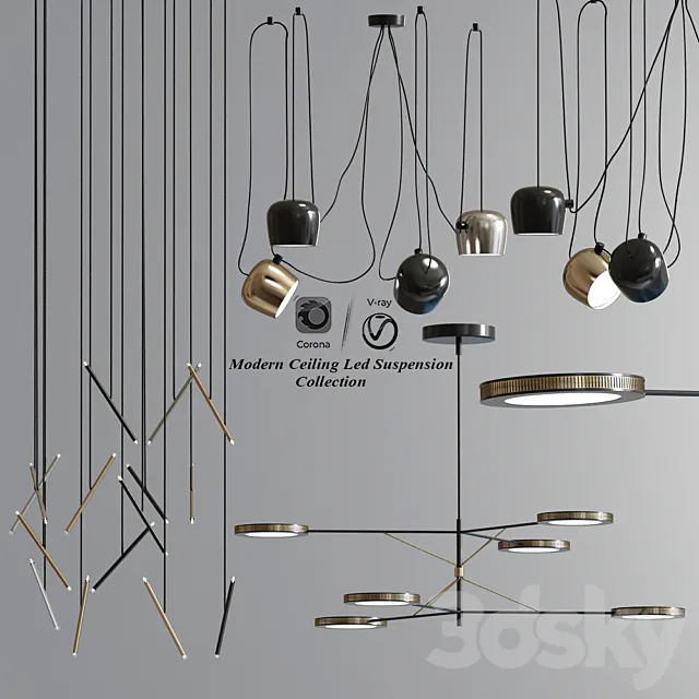 Modern Ceiling Led Suspension Collection 3DModel