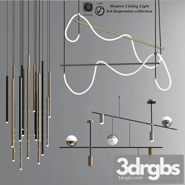 Modern ceiling light led suspension collection 3D Model Free