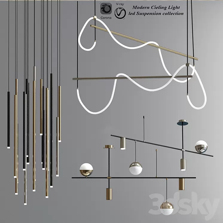 Modern Ceiling Light led Suspension collection 3D Model