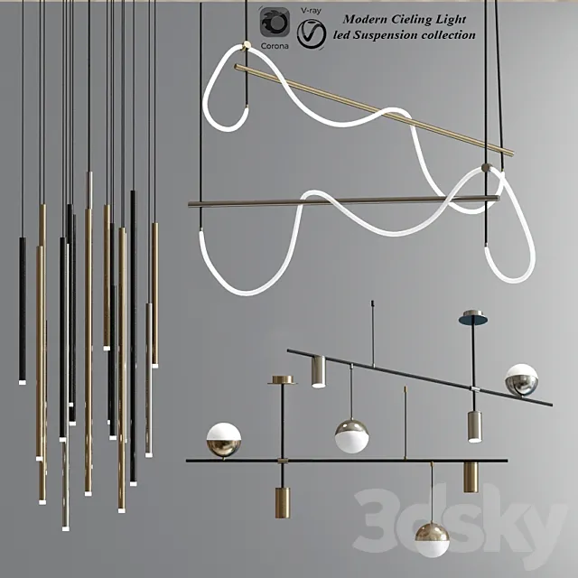 Modern Ceiling Light led Suspension collection 3DModel