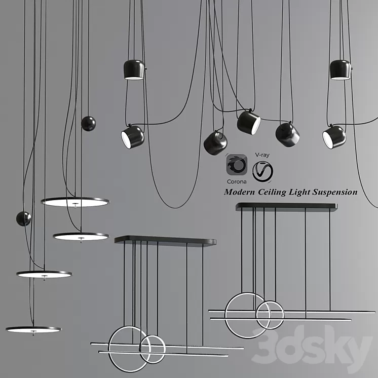 Modern Ceiling Light Suspension Pendant 3D Model
