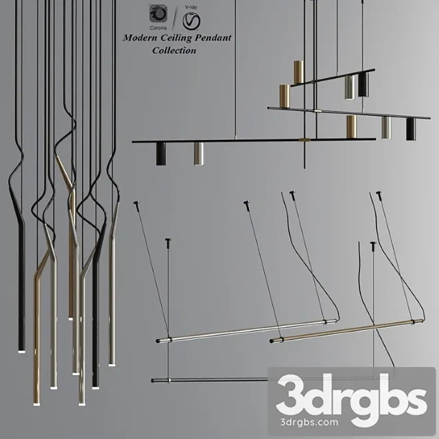 Modern ceiling pendant and suspension collection 3D Model Free