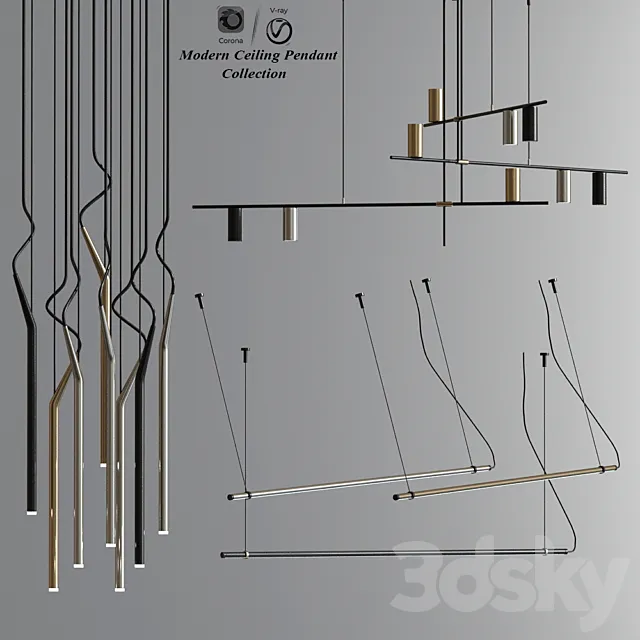 Modern Ceiling Pendant And Suspension Collection 3D Model