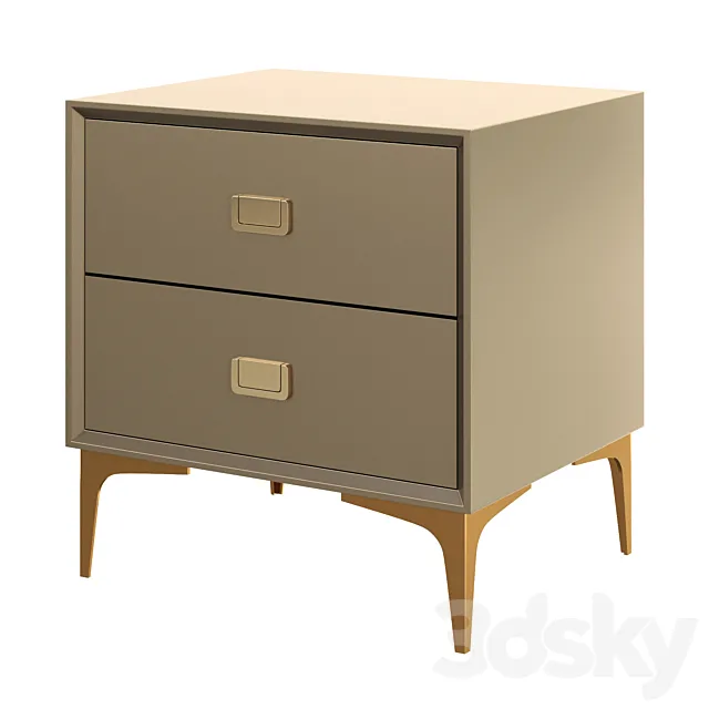 Modern Champagne Nightstand 2 3D Model