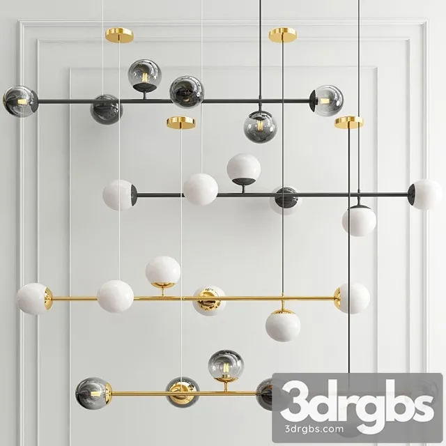 Modern chandelier and glass ball 3D Model Free