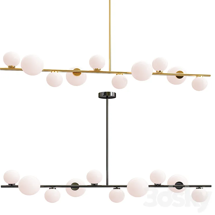 Modern Chandelier Led Gold Black Bar 3D Model Free