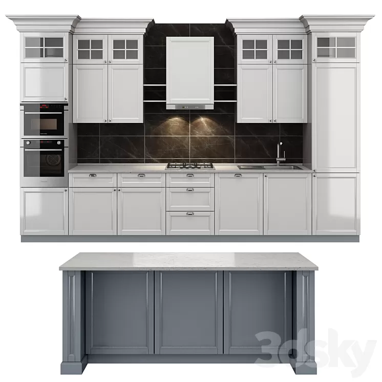 Modern Classic Kitchen 3D Model