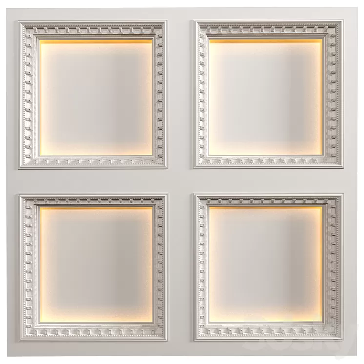 Modern coffered illuminated ceiling Art Deco style 3D Model Free