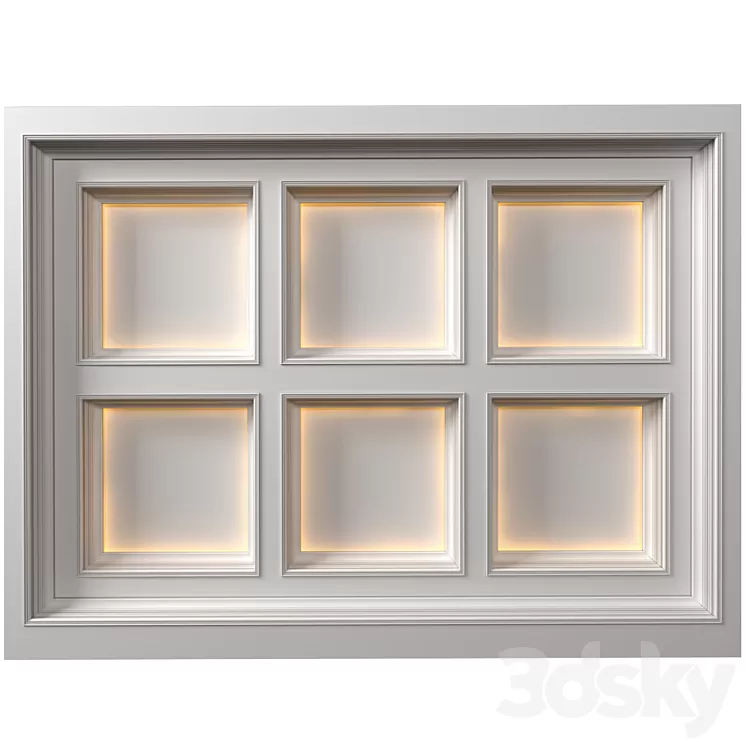 Modern coffered illuminated ceiling Art Deco style 3D Model Free