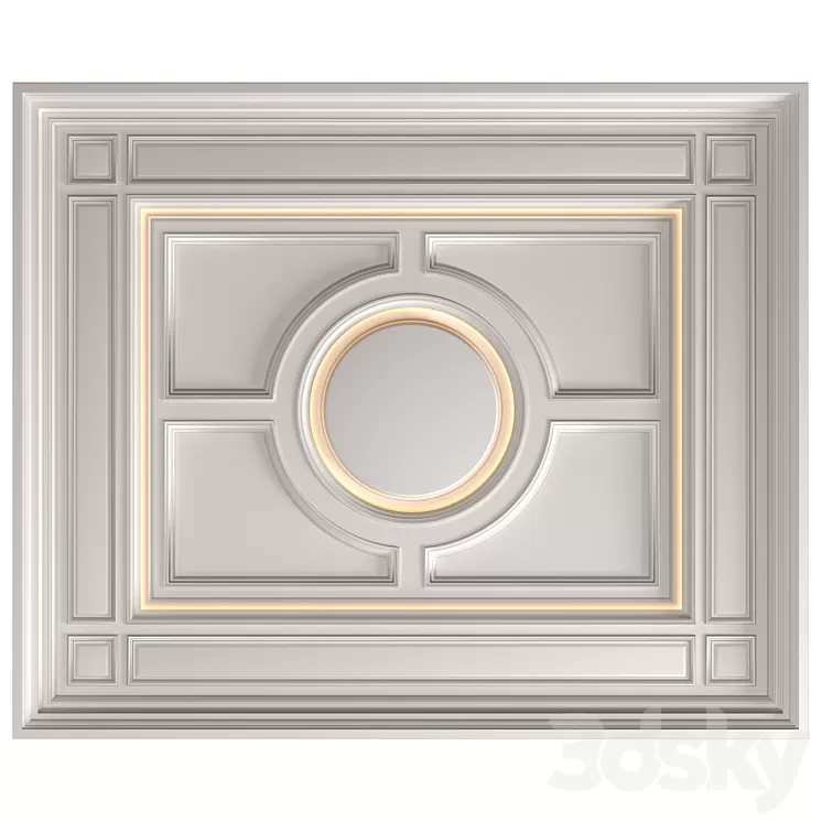Modern coffered illuminated ceiling set Art Deco style 3D Model Free