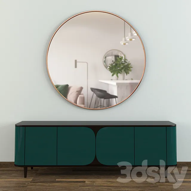 Modern Console Table With Mirror 3DModel