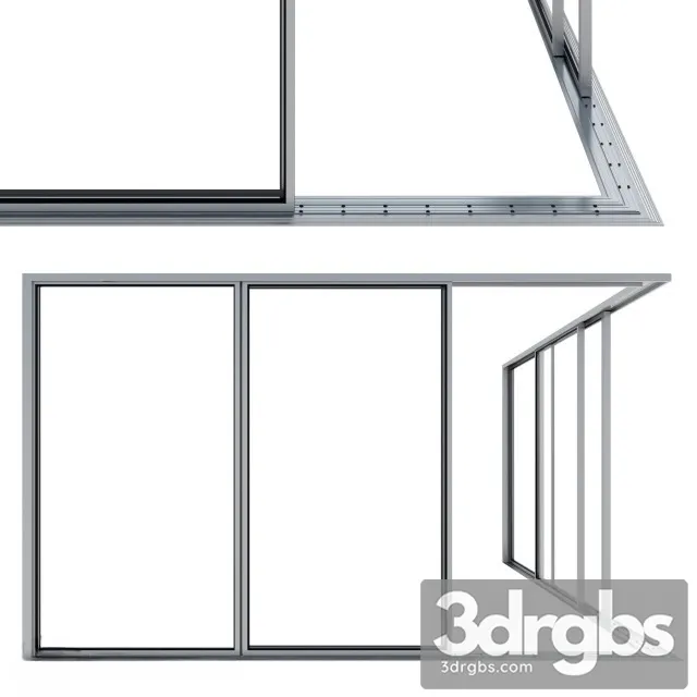 Modern Corner Sliding Window 3D Model Free
