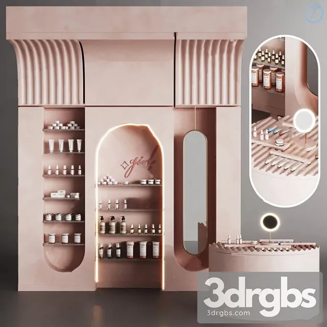 Modern Cosmetic Showcase 2 3D Model Free