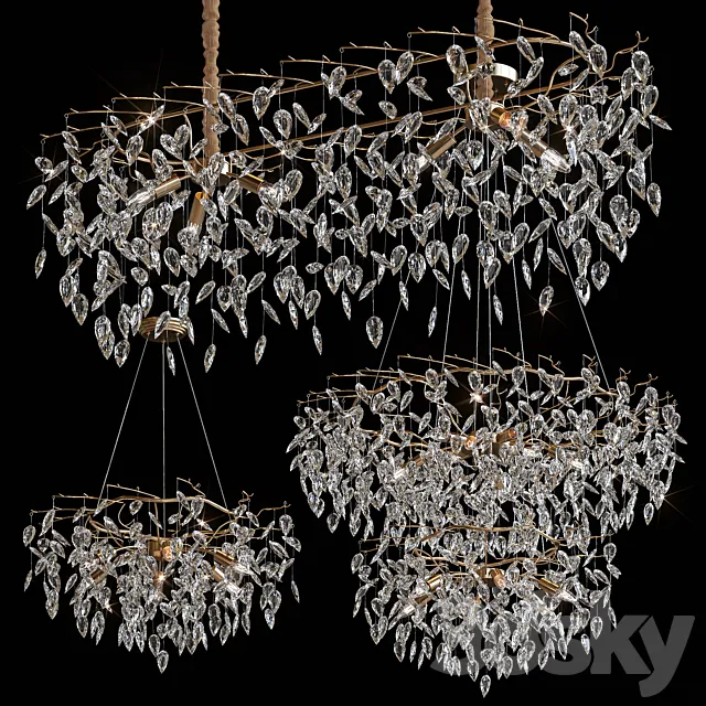 Modern crystal led chandeliers for living room 3D Model