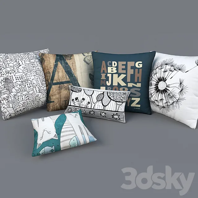 Modern decorative pillows 3DModel
