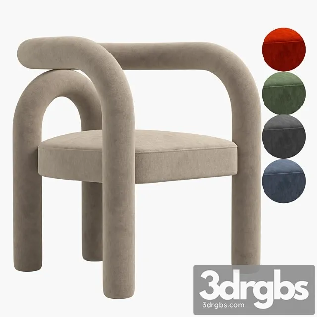 Modern Design Armless Open Back Dining Chairs 3D Model Free