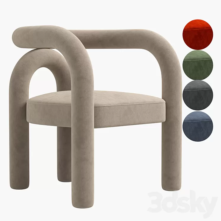 Modern Design Armless Open Back Dining Chairs 3D Model