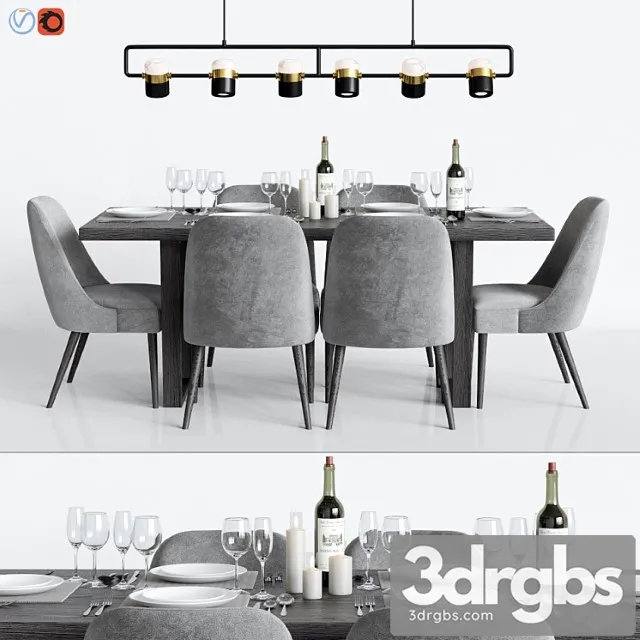 Modern Dinning Set 1 3D Model Free