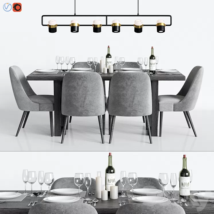 Modern Dinning Set 1 3D Model
