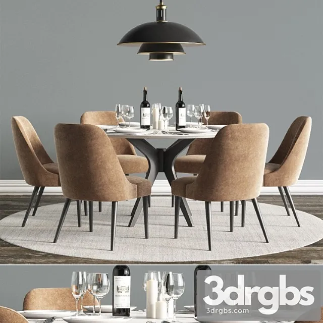 Modern dinning set 4 2 3D Model Free