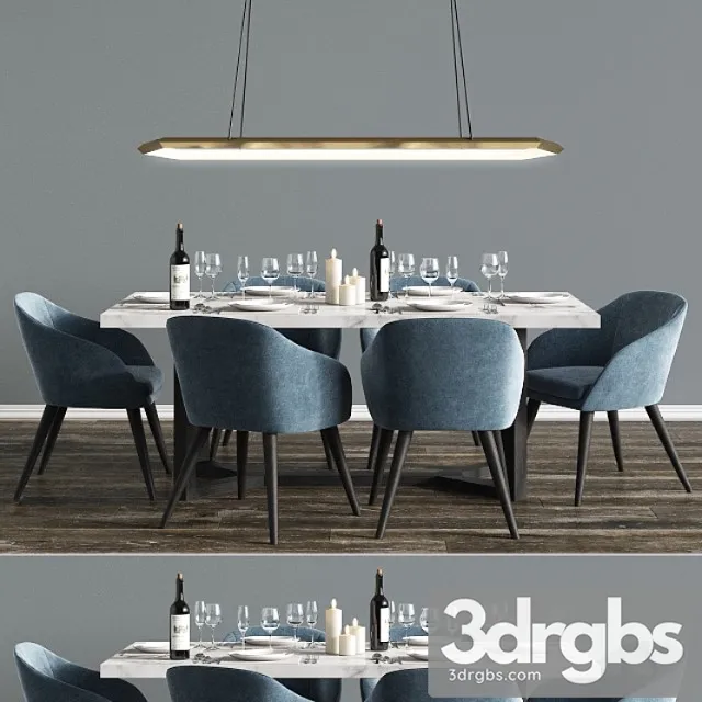 Modern dinning set 5 2 3D Model Free